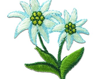 Aufnäher / Bügelbild - EDELWEISS Blume Kinder – grün – 5,3x4cm - Patch
