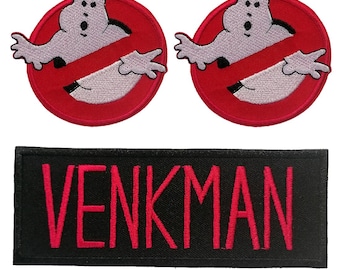 Iron on patches - Ghostbuster Set 3 pieces Venkman Logo - Application badges