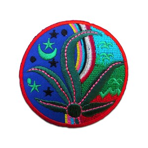 Iron on patches - Marijuana Cannabis Hippie - colorful - Ø7,5 Application badges