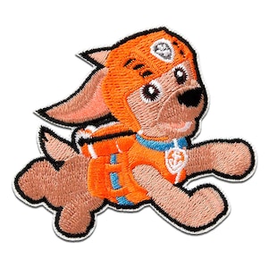 Iron on patches - Paw Patrol Zuma - orange - 5,8x6,6cm - Application Embroided badges