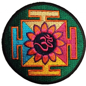 Aufnäher / Bügelbild - Om Symbol spirituell Hindu Meditation - bunt - Ø8 cm -Patch Aufbügler Applikationen zum aufbügeln Applikation Patches