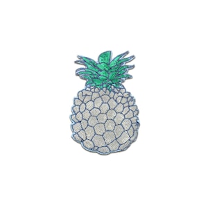 Iron on patches - XXL pineapple fruit with sequins – gold/green – 22,5x16,5cm - Application