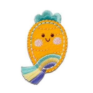 Carrot with fringes - Iron On Patches Adhesive Emblem, Size - 5,3 x 3,4 cm