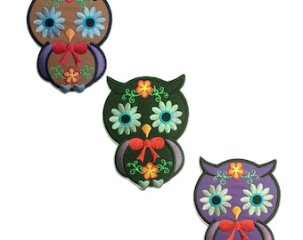 Owl Animal Children - Iron On Patches Adhesive Emblem Stickers Appliques, Size - 2.64 x 3.54 Inches