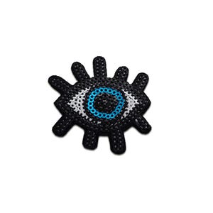Aufnäher / Bügelbild - Auge Wimpern – schwarz/blau – 5,2x5,4cm - Patch