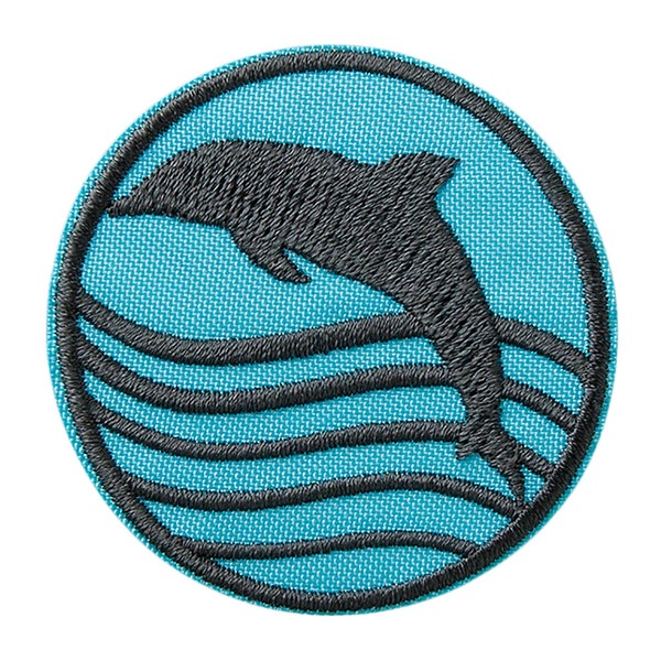 Iron on patches - Recycl Patch Dolphin rund water Think Green - Application Embroided patch