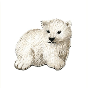 Aufnäher / Bügelbild - Eisbär Tier - weiß - 3,4x3cm - Patches Aufbügeln