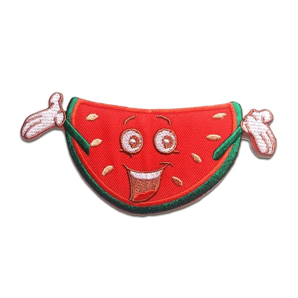 Iron on patches - Watermelon fruit - red - 12.5x5.6cm - Application badges