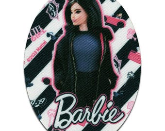 Barbie © with black hair - Iron On Patches Adhesive Emblem, Size - 11 x 8 cm