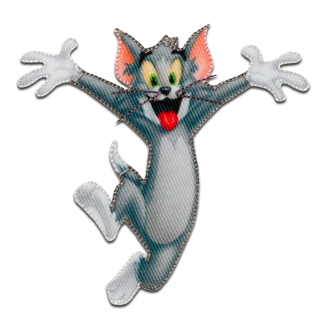 7,7x7,8cm Bügelbild grau Tom & Jerry Tom Katze Comic Aufnäher 
