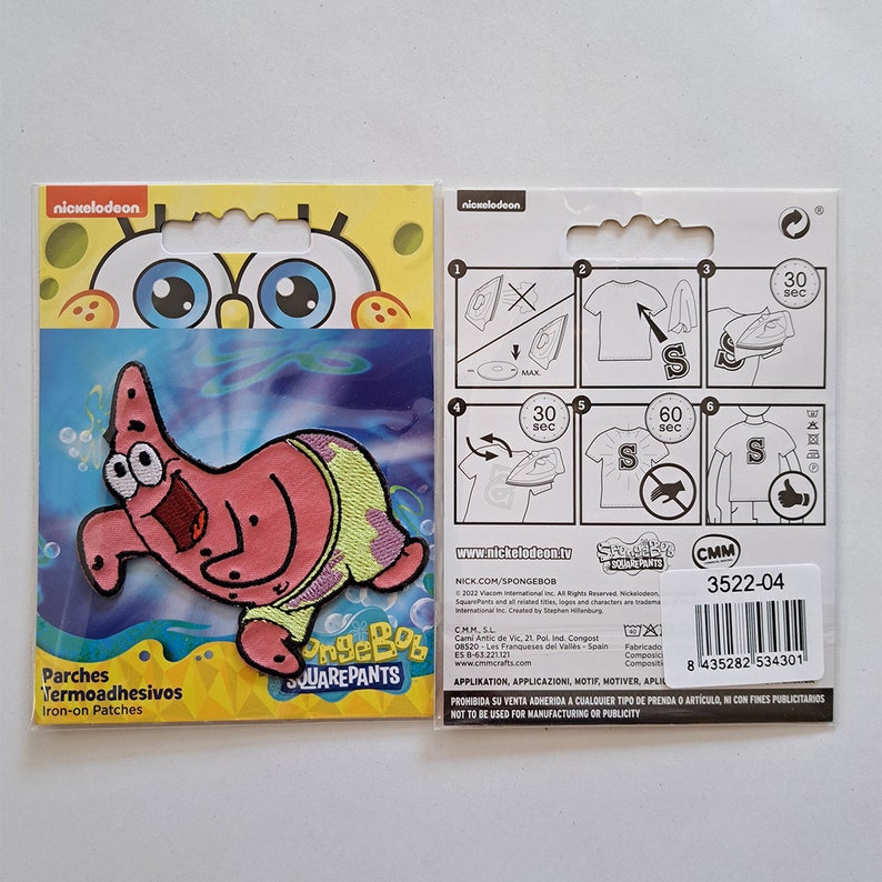 SpongeBob SquarePants Patrick Embroidered - Iron On Patches Adhesive Emblem Stickers Appliques, Size - 5 x 7,1 cm image 2
