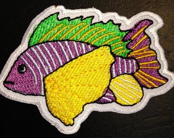 Opstrijkbare Patches, Vis, Groen, Karperpatch om op te Strijken, Strijkplaatje, Strijkpatches, Applicatie, Maat 6,0 x 7,0 cm