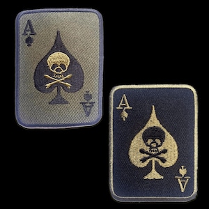 Poker Ass Totenkopf Biker - Aufnäher, Bügelbild, Aufbügler, Applikationen, Patches, Flicken, Zum Aufbügeln, Größe - 5.6 x 7.6 cm