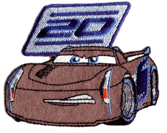 Iron on patches - CARS 3 "JACKSON STORM" Disney - gray - 8x6,4cm - Application Embroided badges