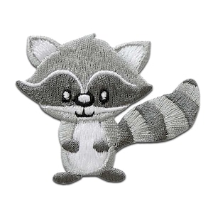 Iron on patches - racoon animal - gray - 1.89 x 2.28 inches - Application badges
