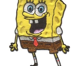 SpongeBob SquarePants embroidered - Iron On Patches Adhesive Emblem Stickers Appliques, Size - 5,1 x 7,4 cm