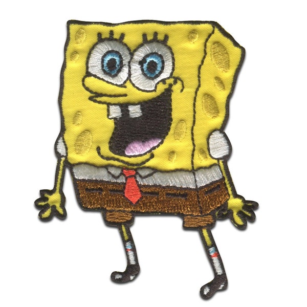 SpongeBob SquarePants embroidered - Iron On Patches Adhesive Emblem Stickers Appliques, Size - 5,1 x 7,4 cm