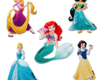 Disney © Princess Set 5 pieces - Iron On Patches Adhesive Emblem Stickers