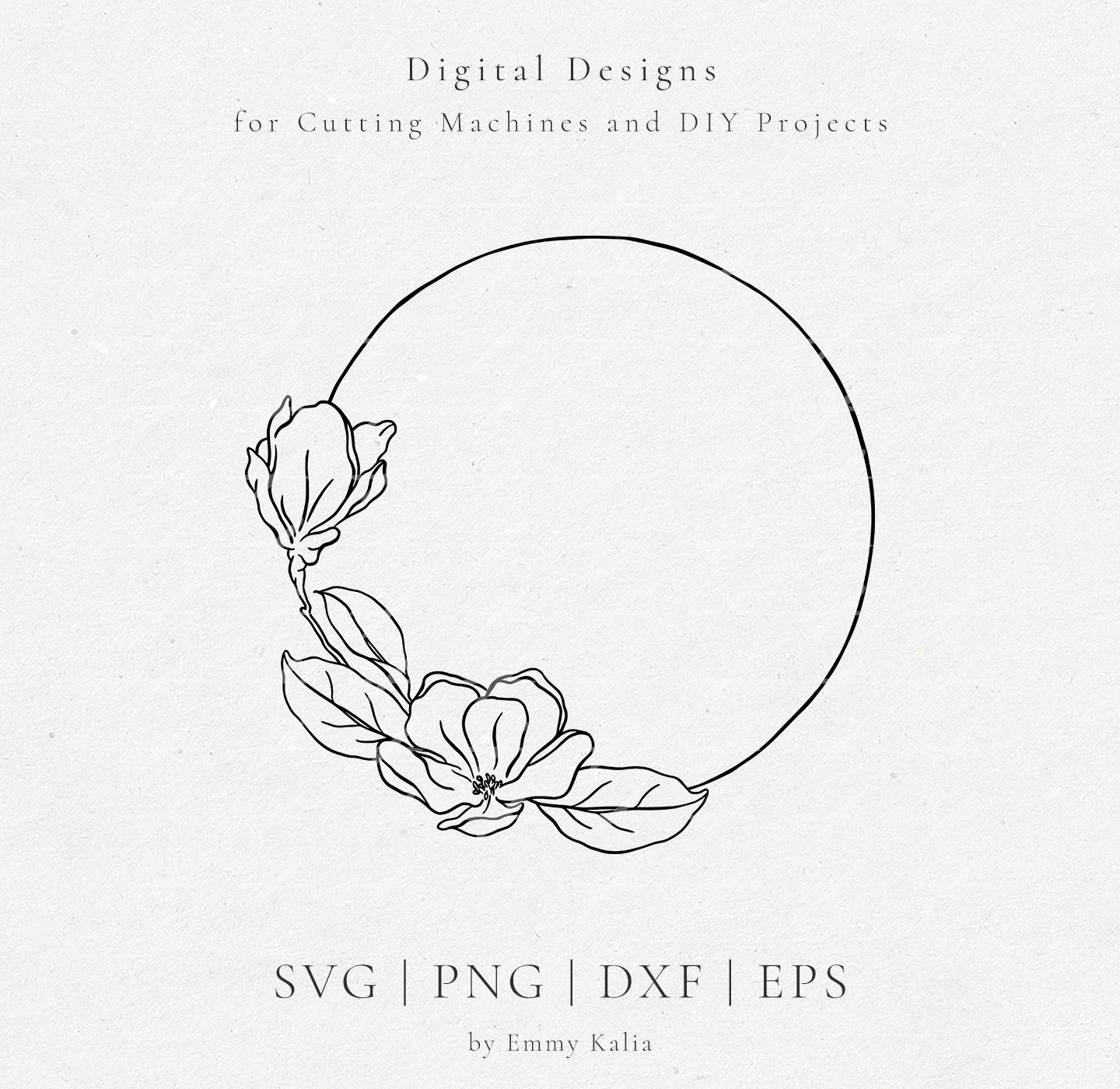 Download Magnolia Flower Wreath SVG cut file Floral clipart for | Etsy