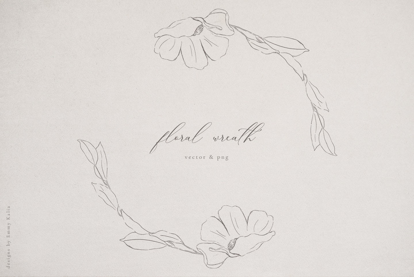 Floral Wreath Hand Sketched Clip Art Wedding Flower - Etsy
