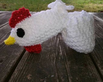 Scaldacollo a forma di gallo all'uncinetto, regalo originale e divertente