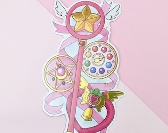 SALE! 2 for 1! Magical girl wand - 90s nostalgia waterproof sticker brooch, tap, bell