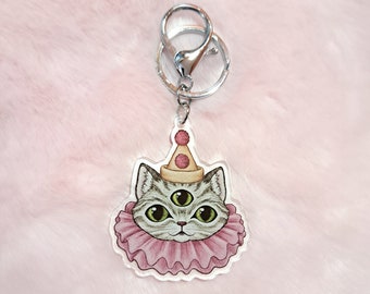 Clown cat Keychain | Clowncore Keyring
