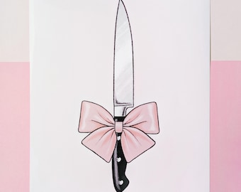 Cute bow knife - Glossy print 5x7 8x10 postcard