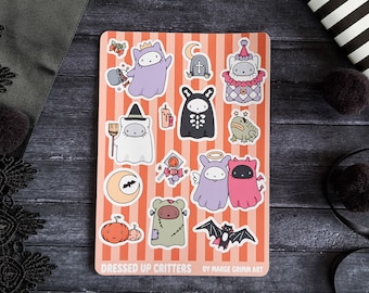 Feuille d'autocollants bestioles déguisées | Stickers autocollants halloween automne bujo