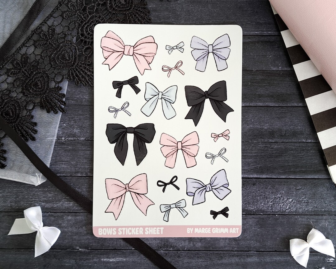 Simple Bow Sticker Small Bows Stickers Cute Sticker Sheet, Scrapbook, Journaling, Planner ...
