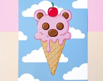 Ice cream Bear - Glossy Print 5x7 8x10