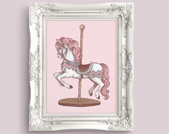 Carousel horse print - Glossy Print 5x7 8x10 - Merry-go-round carnival