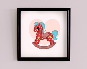 Rocking horse plush -  8x8 print