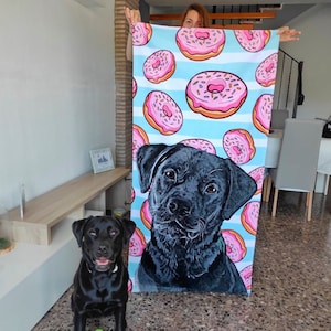 Towel with your Pet, Custom Beach Towel, Personalised Pet on a Towel, For Pet Lovers, Gift For Dog Lovers, Personalised Beach Towel