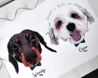 Personalized Pet Portrait Print: Custom Dog Memorial Gift