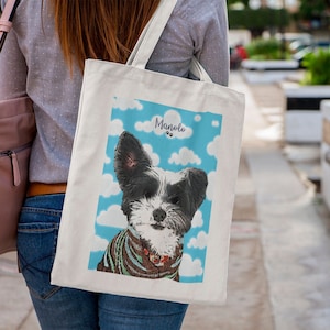 Custom Dog Tote Bag, Pet Portrait Tote Bag, Pet Printed Bag, Custom Tote Bag, For Pet Lovers, For Dog Lovers, Personalised Tote Bag