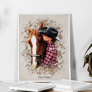 Custom Horse Portrait, Horse Portrait from Photo, Personalised Horse Portrait, Gift For Horse Lover, For Animal Lovers, Horse Gift for Women