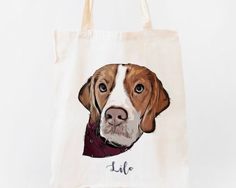 Tote Bag with your Pet, Pet Tote, Pet Printed Bag, Custom Tote Bag, For Pet Lovers, For Dog Lovers, Personalised Tote Bag