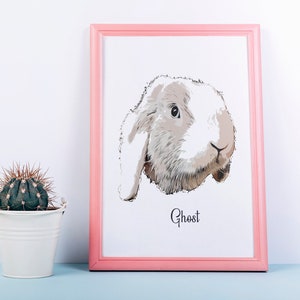 Custom Bunny Portrait, Rabbit Portrait, Cartoon Hamster Portrait, Personalised Rabbit Portrait, Gift For Bunny Lovers, For Animal Lovers