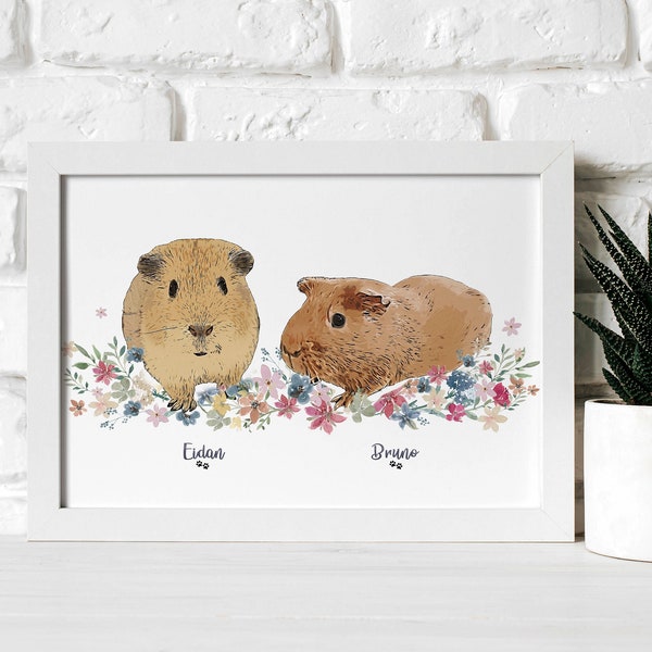 Custom Guinea Pig Portrait, Pet Portrait, Custom Bunny Portrait, Custom Hamster Portrait, Gift For Pet Lovers