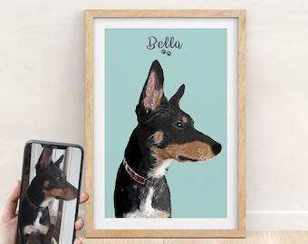 Custom Pet Portrait, Personalised Dog Portrait, Gift For Pet Lovers, Gift For Dog Lovers, For Dog Mom, For Dog Dad