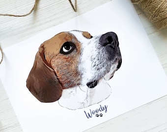 Personalised Dog Portrait, Pet Portrait, Cartoon Dog Portrait, Custom Portrait, Gift For Pet Lovers, For Dog Lovers, Digital Portrait