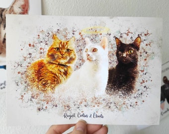 Personalized Cat Portrait, Custom Pet Portrait, Cat Portrait from Photo, For Pet Lovers, Printable Cat Portrait, Digital Pet Portrait