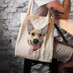 Dog Printed Tote, Custom Dog Portrait, Pet Custom Bag, Pet Printed Bag, Custom Tote Bag, For Pet Lovers, For Dog Lovers, Personalised Tote