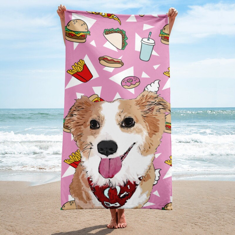 Towel with your Pet Custom Beach Towel Personalised Pet on a Etsy