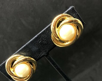 Boucles D'oreilles Vintage Dorées LES BERNARD - Clips, Jamais Portées, En Alliage Doré