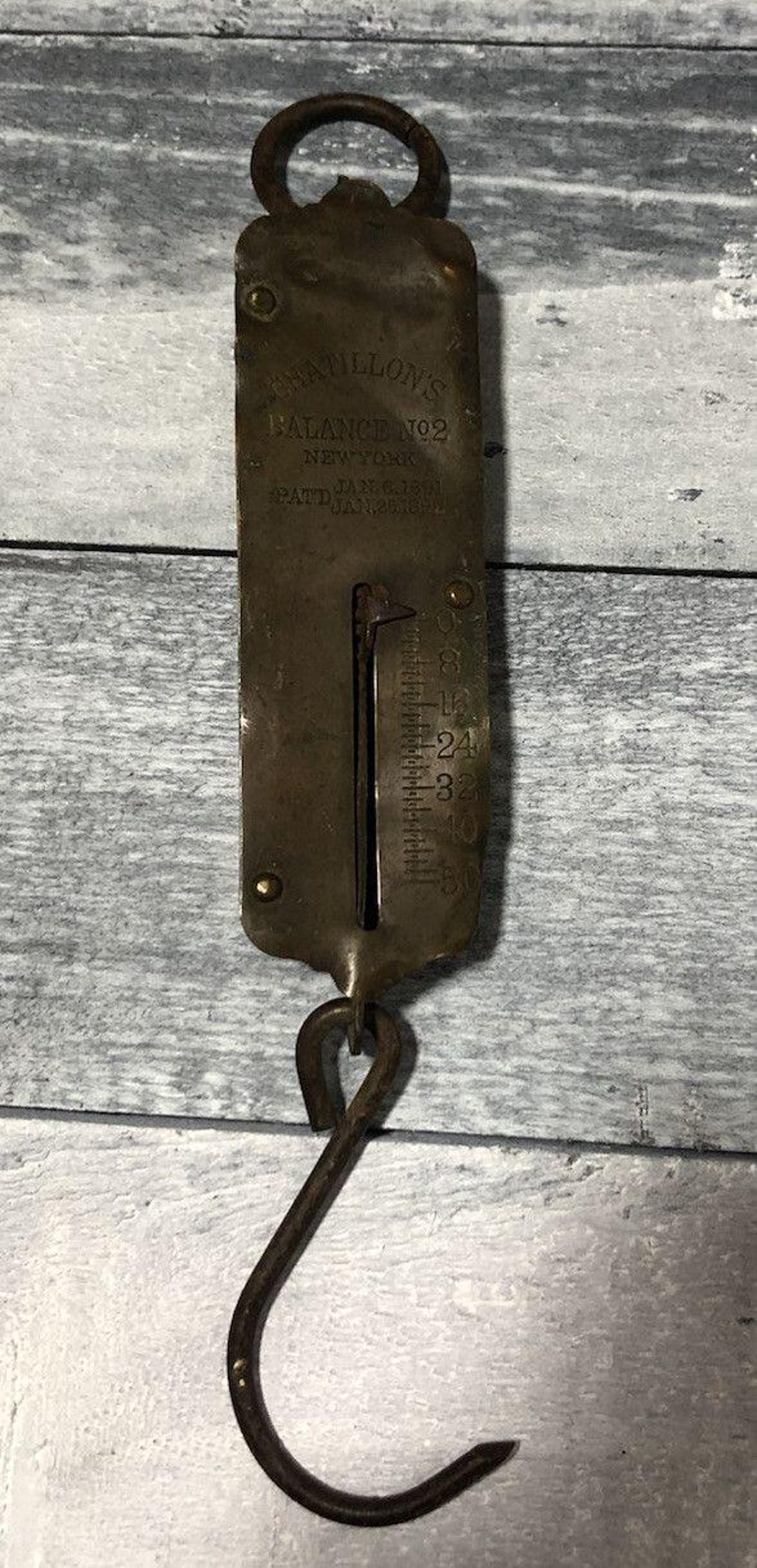 Antique Brass Chatillon's Balance No. 2 New York 50lb. Scale Pat'd 1891 ...