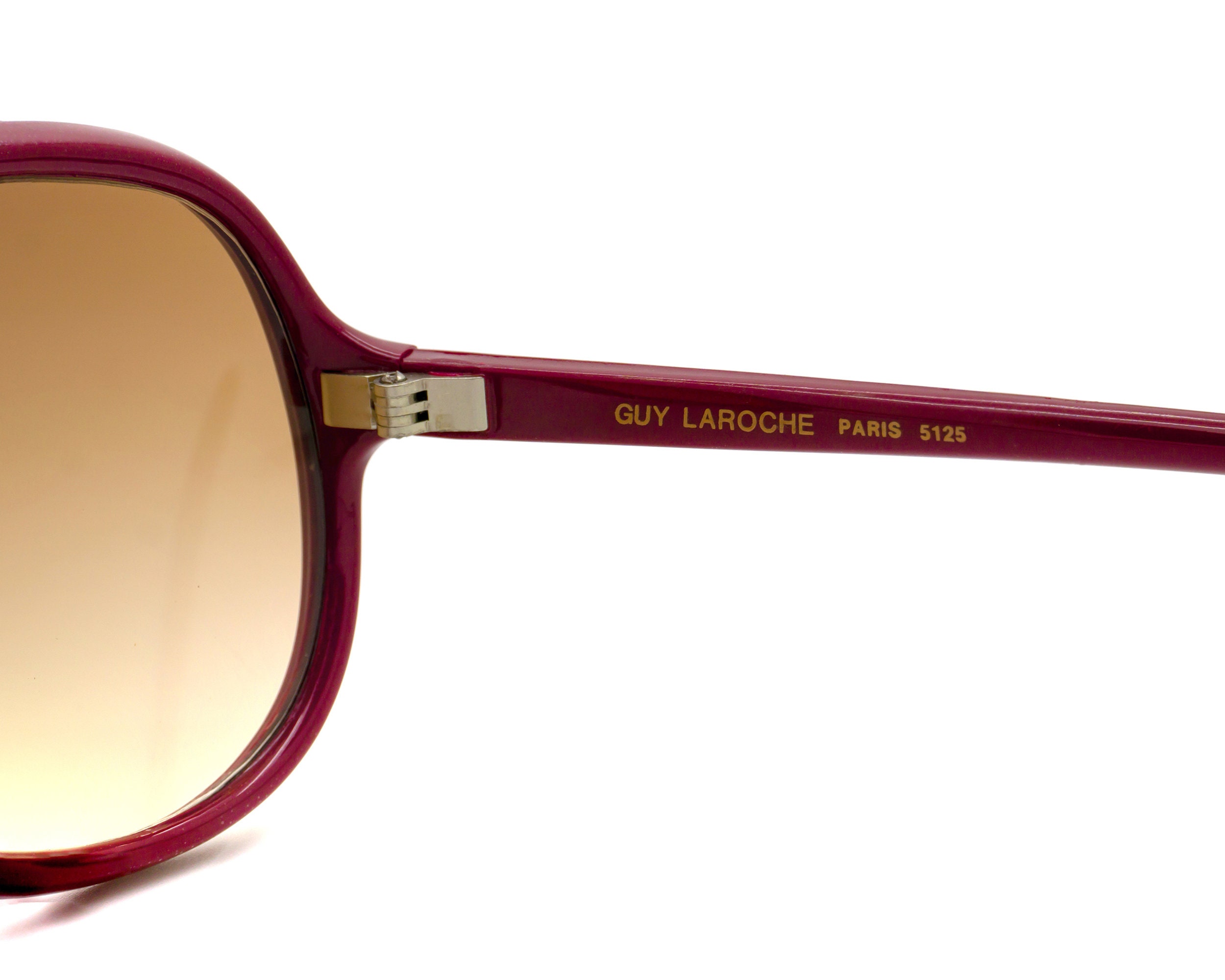 Vintage Guy Laroche Aviator Sunglasses: Burgundy & White  display picture 2