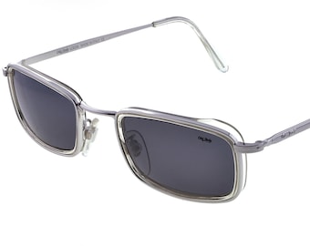 Vintage Lozza Sunglasses: Crystal Rectangular Frames, 80s Italian Designer Shades