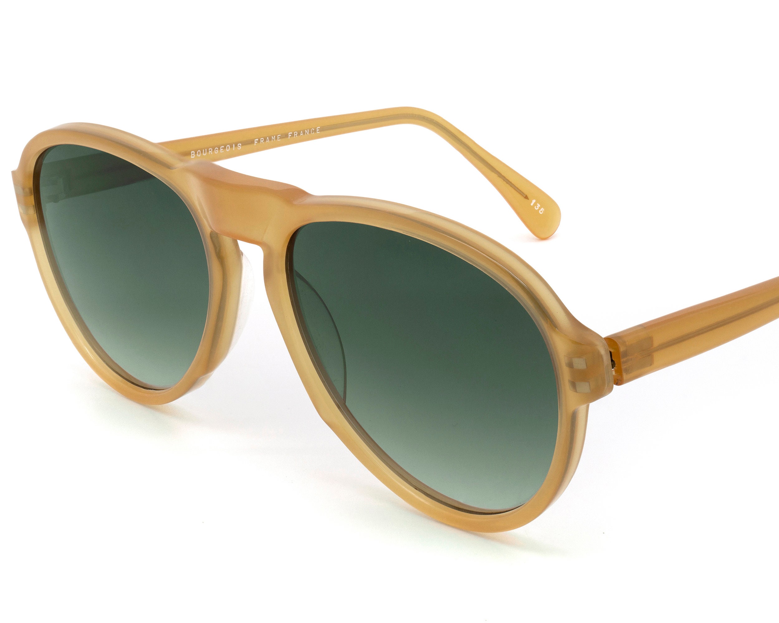 Aviator vintage sunglasses by Bourgeois, France Bourgeois Vintage Pilot Sunglasses: French Made, Green  main image 2